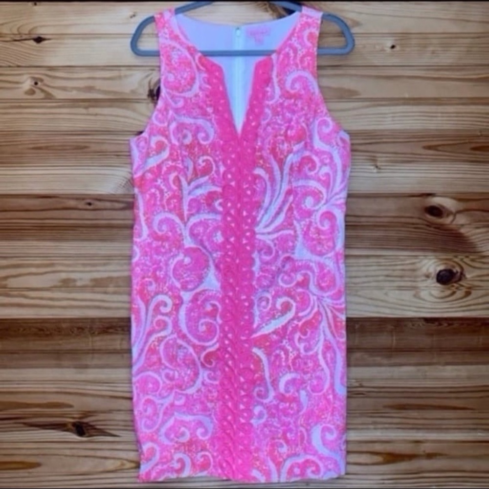Lilly Pulitzer Ryder sleeveless shift dress PBJ in pink pout women’s 12